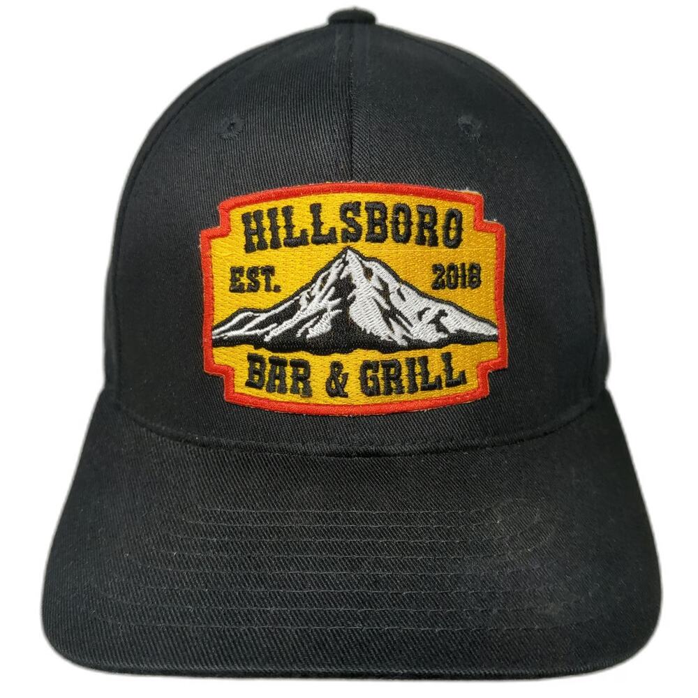 Flexfit Baseball Cap Black XL Hillsboro Bar & Grill Patch Mountain Fitted Hat